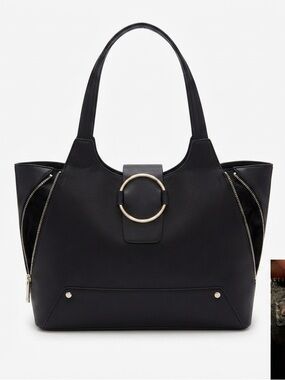 BCBGeneration, , vegan leather, black tote bag, O-ring hardware,